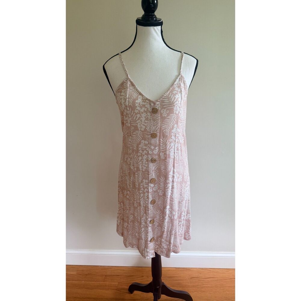 Ocean Drive Pink Tropical Button Front Sundress Medium